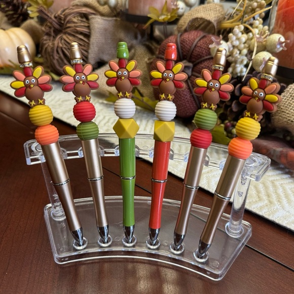 One Handcrafted Thanksgiving Turkey Writing Pen Holiday Beaded Boutique - Picture 1 of 4